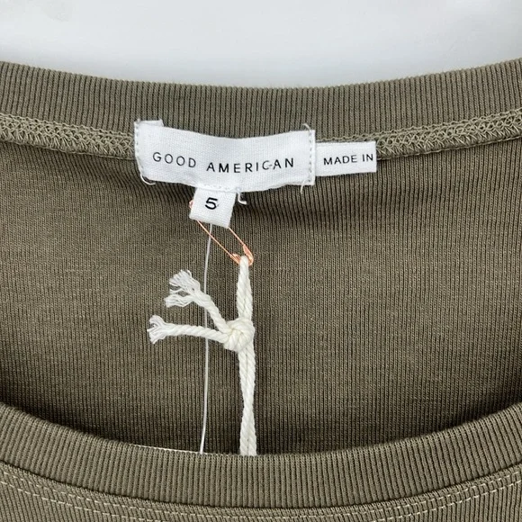 Good American Rushed Mini Tank Dress Color: Sea turtle (olive green) SZ 5X - Picture 5 of 11